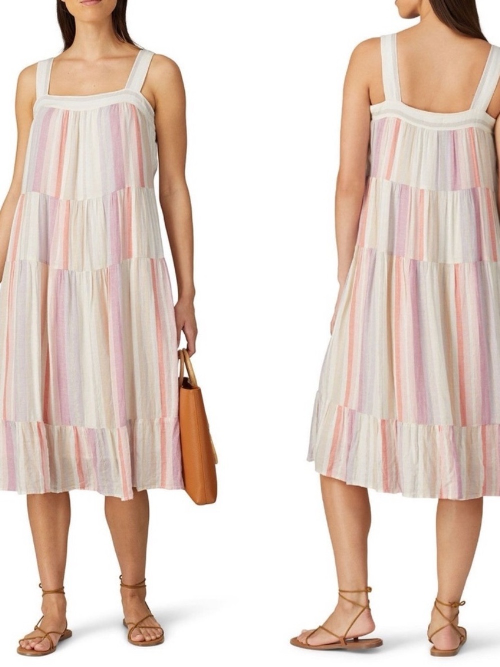 Rails sleeveless strap bohemian boho summer Amaya Striped midi dress size medium